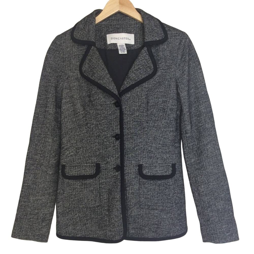 Doncaster Blazer Herringbone Jacket Black Gray - image 1